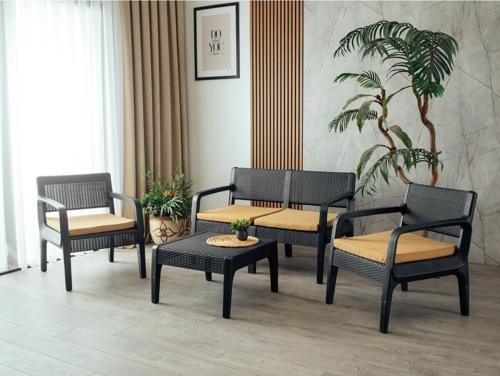 Lüx Sofia 4 Kişilik Minderli Sehpalı Raddan Bahçe Balkon Teras Ergonomik  Oturma Grubu 2 1 1