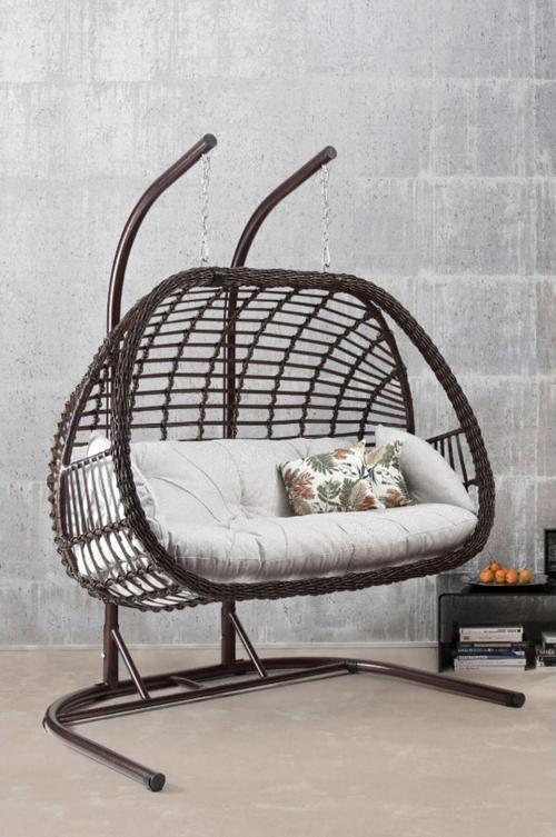 Almila Rattan İkili Salıncak İki Kişilik Bahçe Balkon Teras Salıncağı