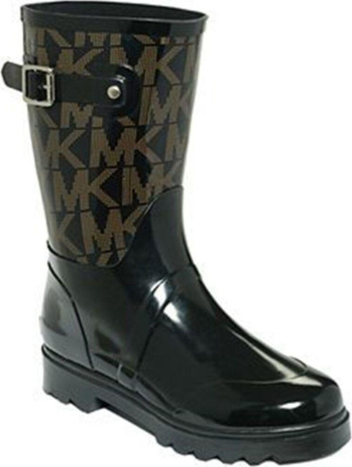 Buckle Kadın Çizme Siyah Mid Calf Rubber