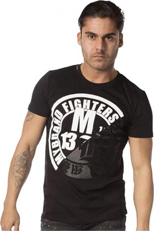 Erkek Siyah My Brand Fighters Logo Baskılı T-Shirt