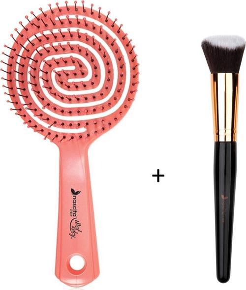 Pro Üç Boyutlu Saç Fırçası 2 + Nascita 3D Kabuki Fondöten Fırçası 150