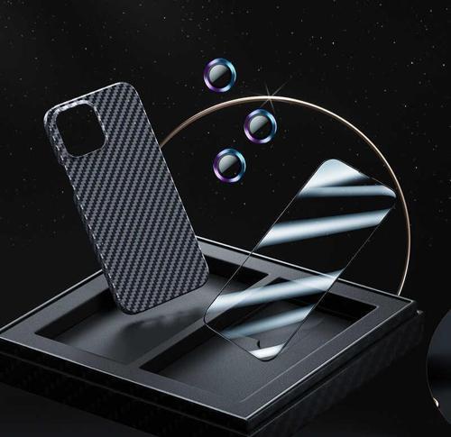 Apple iPhone 13 Kılıf Magsafe Destekli Karbon Kılıf 3lü Set