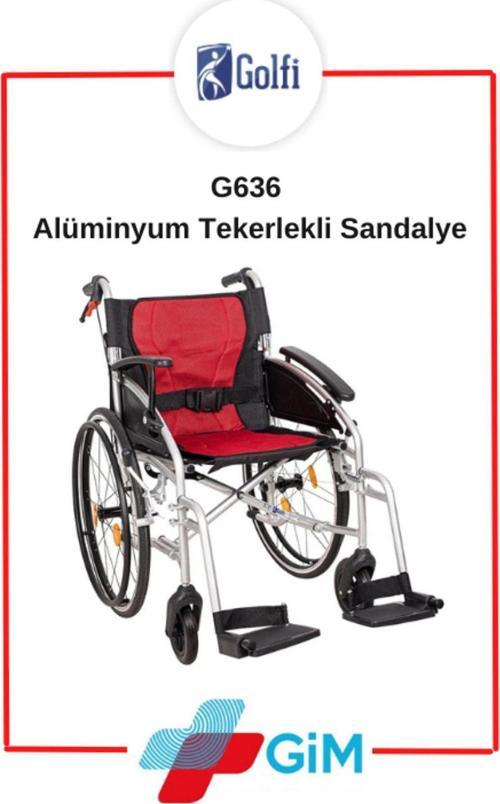 Golfi G636 Alüminyum Hafif Tekerlekli Sandalye Hasta Taşıma Sandalyesi Engelli Arabası
