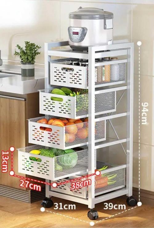 5 Katlı Lux Metal Beyaz Çekmeceli Patates Soğan Sebze Meyve Sepeti Sebzelik 1007-Cn