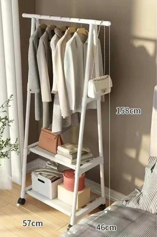 Metal Beyaz Konfeksiyon Elbise Askılığı  Tekerlekli  1028-Cn
