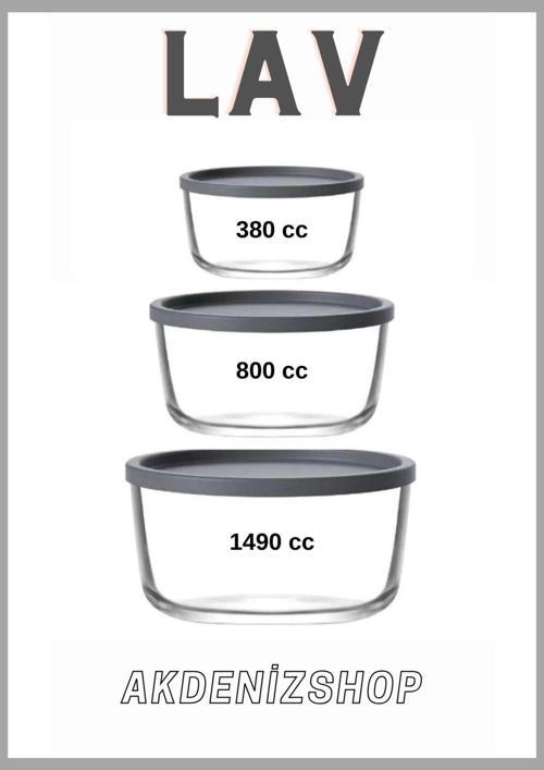 Raund Antrasit Saklama Kabı Akdenizshop 380-800-1490 Cc 3 Lü Takım