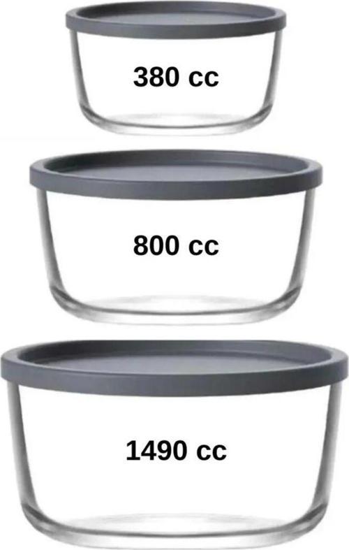 Round Nemostore Saklama Kabı Antrasit 380-800-1490 Cc 3 Lü Takım