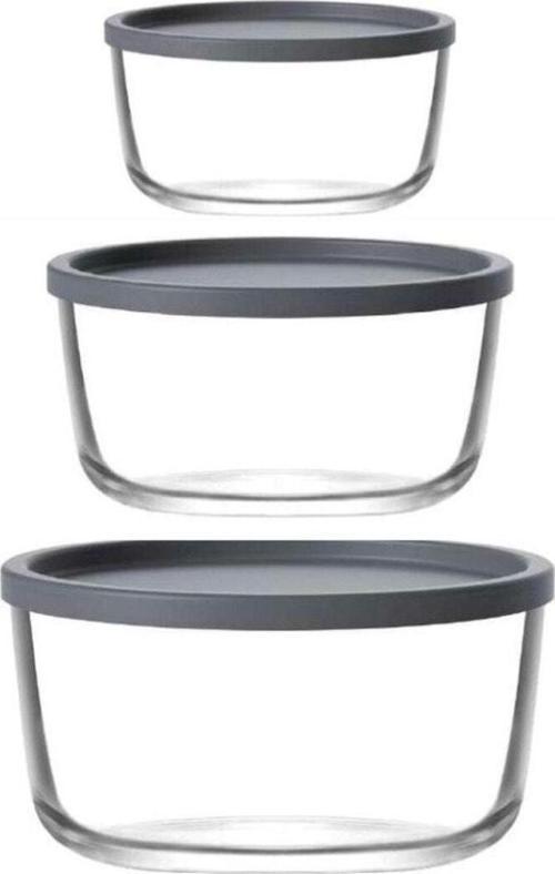 Round Nemostore Saklama Kabı Antrasit 380-800-1490 Cc 3 Lü Takım