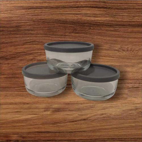 Feyzade Round Saklama Kabı (380 Cc X 3 Adet) Antrasit Kapaklı
