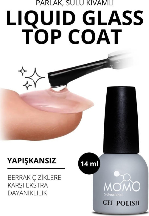 Kalıcı Oje İçin Liquid Glass Top Coat, 14 ml