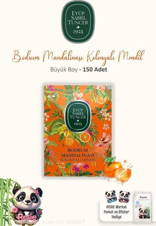 3 Adet Eyüp Sabri Tuncer Bodrum Mandalinası Kolonyalı Mendil 50'li ve ROSIE