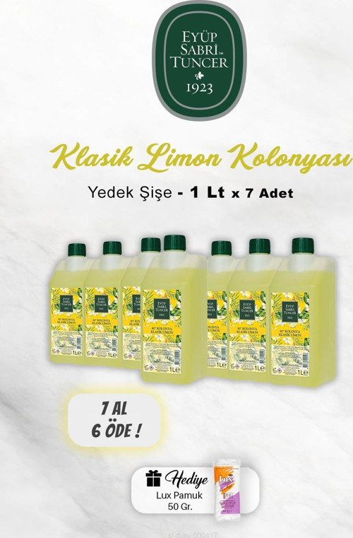 7 AL 6 ÖDE Klasik Limon Kolonyası 1 Lt, Pamuk Hediyeli