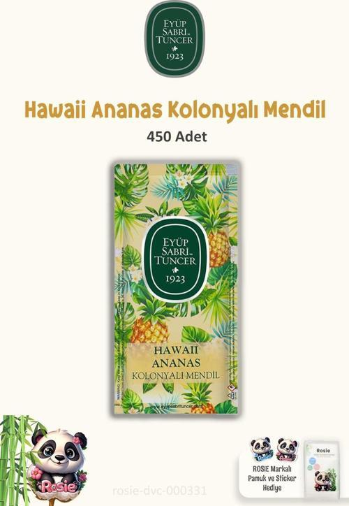 3 Paket Hawaii Ananas Kolonyalı Mendil 150'li ve ROSIE