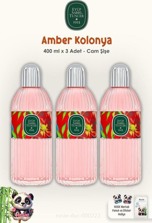 Amber Kolonyası Cam Şişe 400 ml 3 Adet ve ROSIE Pamuk