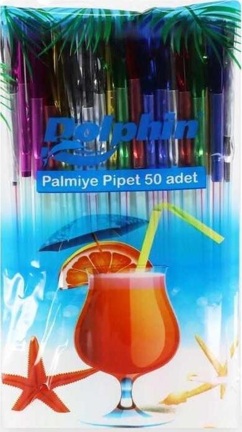 Körüklü Plastik Palmiye Pipet - 50 Adet