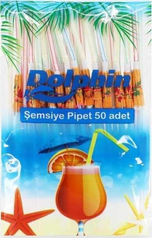 Körüklü Plastik Şemsiye Pipet - 50 Adet