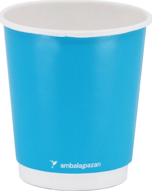 Double Wall Mavi Karton Bardak 8 oz - 30 Adet