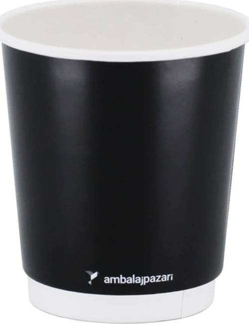 Double Wall Siyah Karton Bardak 8 oz - 30 Adet