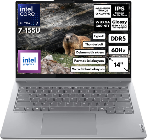 Thinkbook 2-In-1 G4 Iml Ultra 7-155U 8-GBDDR5 2 TBSSD 14" WUXGA Touch Freedos 21MX002VTR  BT18