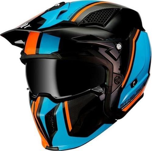 Streetfıghter Sv Twın A4 Çene Çıkartılabilir Kask Fluor Mavi Turuncu MEDIUM