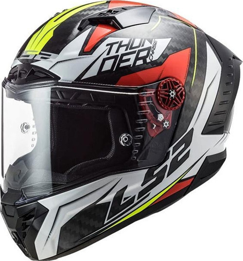 Thunder Karbon Chase Kapalı Kask Beyaz-kırmızı SMALL