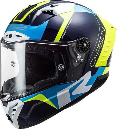 Thunder Karbon Racıng 1 Kapalı Kask Mavi-neon Sarı LARGE