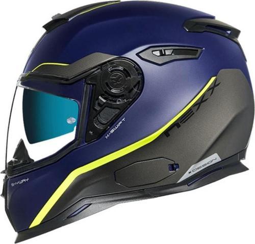 Sx.100 Skyway Kapalı Kask Mat Mavi-neon Sarı LARGE