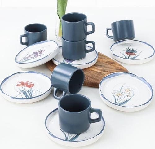 Keraart Anatolian Flowers Stackable Çay Takımı 12 Parça 6 Kişilik - 256/261