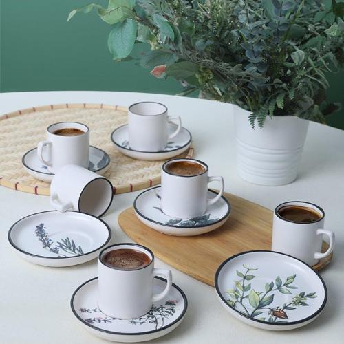 Keraart Çiçek Bahçesi Nordic Kahve Takımı 12 Parça 6 Kişilik 18938-39-40-41-42-43