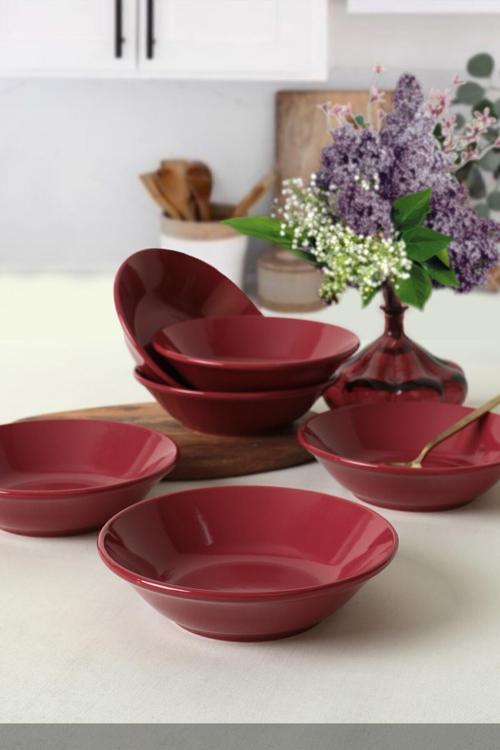 Hitit Carmen Kırmızı Yemek Tabağı 18 Cm 6 Adet