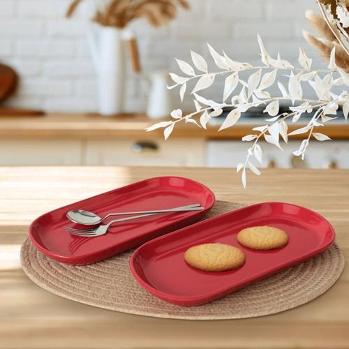 Kırmızı Noyan Kayık Tabak 2 Adet 28 Cm 506