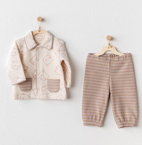 Andywawa Bear Time 2'li Bebek Takımı AC25188 Bej