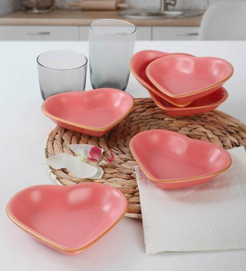 Mat Pembe Gold Kalp Çerezlik 14 Cm 6 Adet - 974