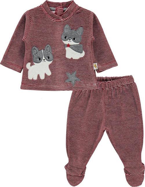 Mini Damla Kadife Kedili 2'li Bebek Takımı 44925 Bordo