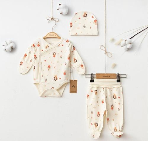 Baby Peri Kızı Kruvaze 3'lü Takım 5073 Krem