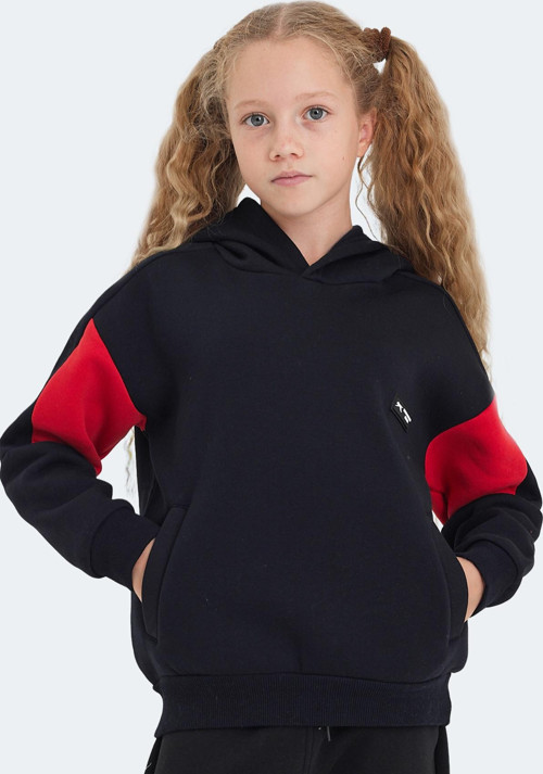 LAYNE Çocuk Kapüşonlu Cepli Lacivert / Kırmızı Sweatshirt
