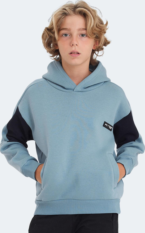 LAYNE Çocuk Kapüşonlu Cepli Mavi / Lacivert Sweatshirt