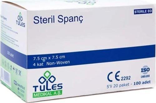 Tules Steril Spanç Non-Woven Kumaş Emici Kompres 7,5 X 7,5Cm 100 Adet