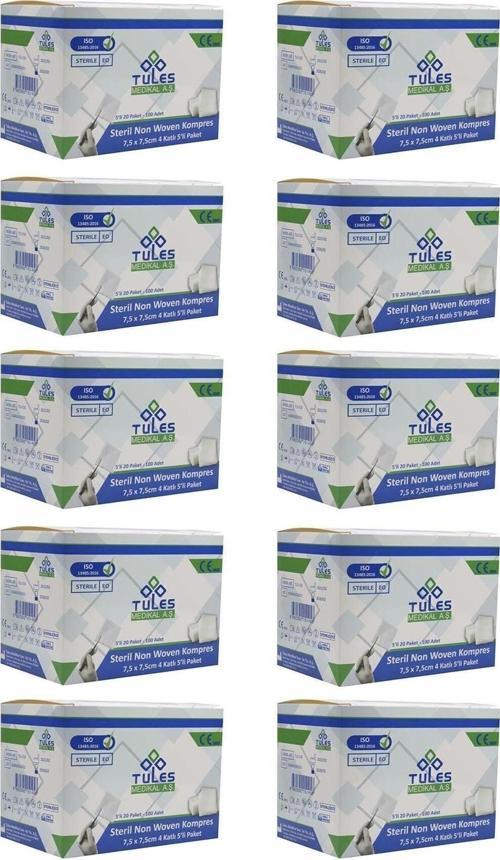 Tules Non-Woven Steril Gazlı Bez Gaz Kompres 7,5X7,5Cm 1000 Adet