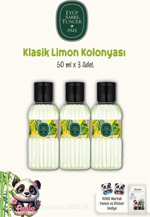 Klasik Limon Kolonyası 50 ml 3 Adet  ve ROSIE Pamuk 60'lı
