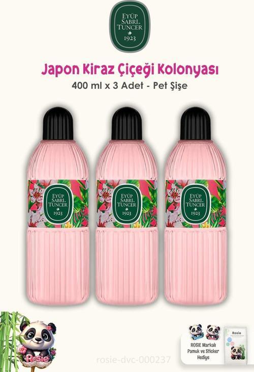 Japon Kiraz Çiçeği Kolonyası Pet Şişe 3'lü 400 ml ve ROSIE Pamuk
