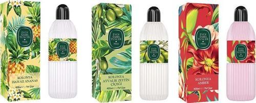 Kolonya Hawaii Ananas, Ayvalık Zeytin Çiçeği ve Amber Pet Şişe 400 ml