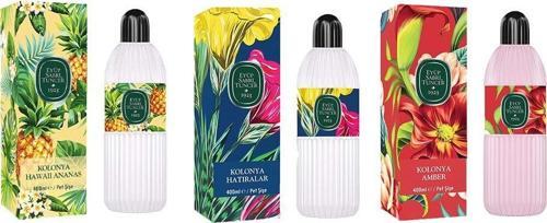 Kolonya Hawaii Ananas, Hatıralar ve Amber Pet Şişe 400 ml