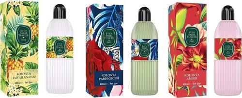 Kolonya Hawaii Ananas, Paris Gecesi ve Amber Pet Şişe 400 ml