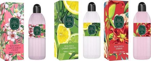 Kolonya Japon Kiraz Çiçeği, Çeşme Limonu ve Amber Pet Şişe 400 ML