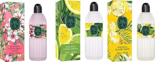 Kolonya Japon Kiraz Çiçeği, Çeşme Limonu ve Klasik Limon Pet Şişe 400 ML