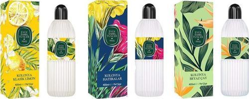 Kolonya Klasik Limon, Hatıralar ve Beyaz Çay Pet Şişe 400 ml