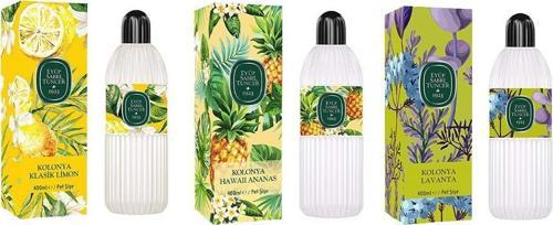 Kolonya Klasik Limon, Hawaii Ananas ve Lavanta Pet Şişe 400 ml