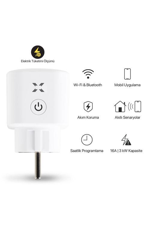 Akım Korumalı Telefonla Kontrol Enerji Takibi Wi-Fi Bluetooth Zaman Ayarlı Akıllı Priz X7010