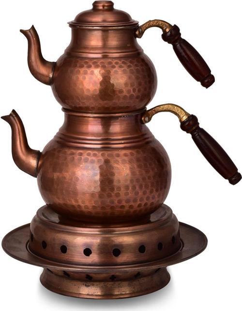 Premium Collection Teatime Isıtıcılı Kalın Bakır Çaydanlık Orta Boy